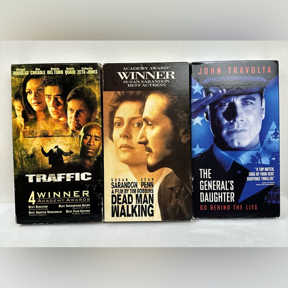 Lot of 3 VHS Movies – Traffic, Dead Man Walking, The General’s Daughter - Drama